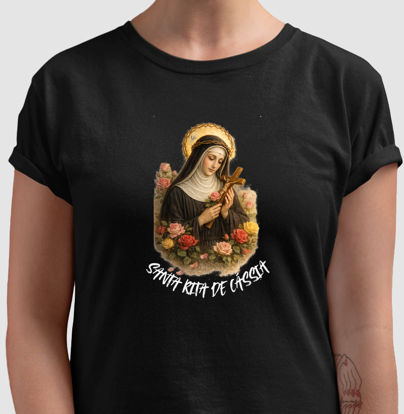 Camiseta Santa Rita de Cássia – Aquarela