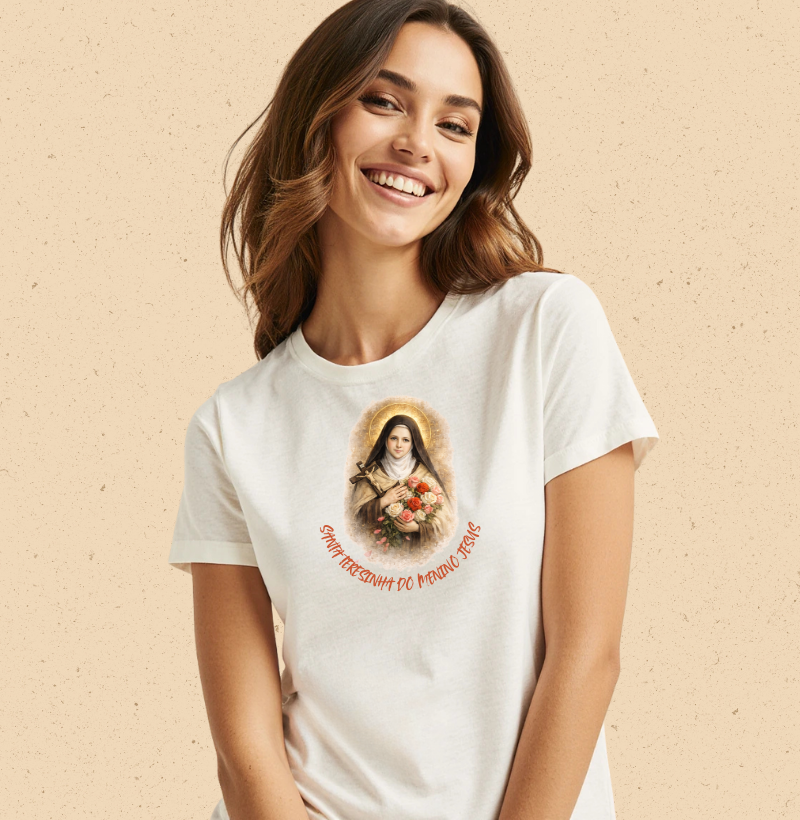 Camiseta Santa Teresinha do Menino Jesus – Aquarela