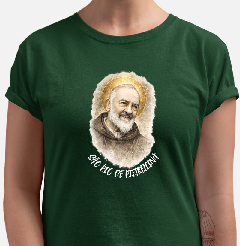 Camiseta São Pio de Pietrelcina – Aquarela