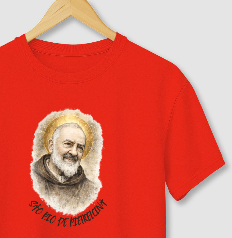Camiseta São Pio de Pietrelcina – Aquarela