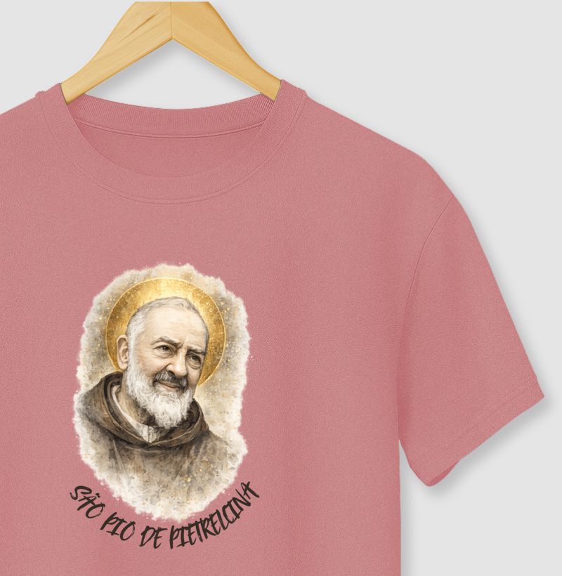 Camiseta São Pio de Pietrelcina – Aquarela
