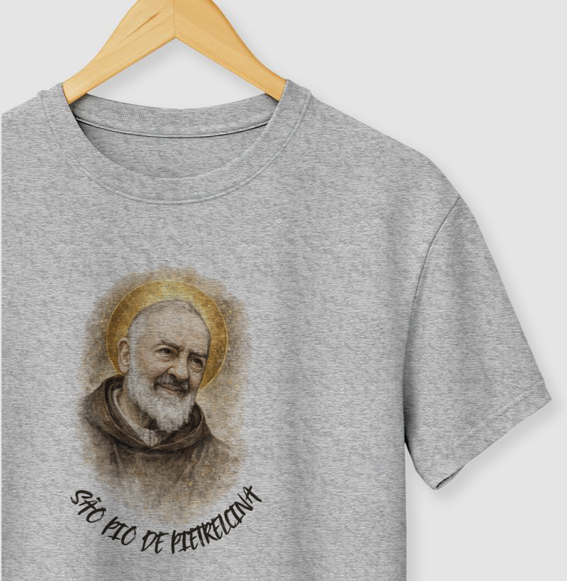 Camiseta São Pio de Pietrelcina – Aquarela