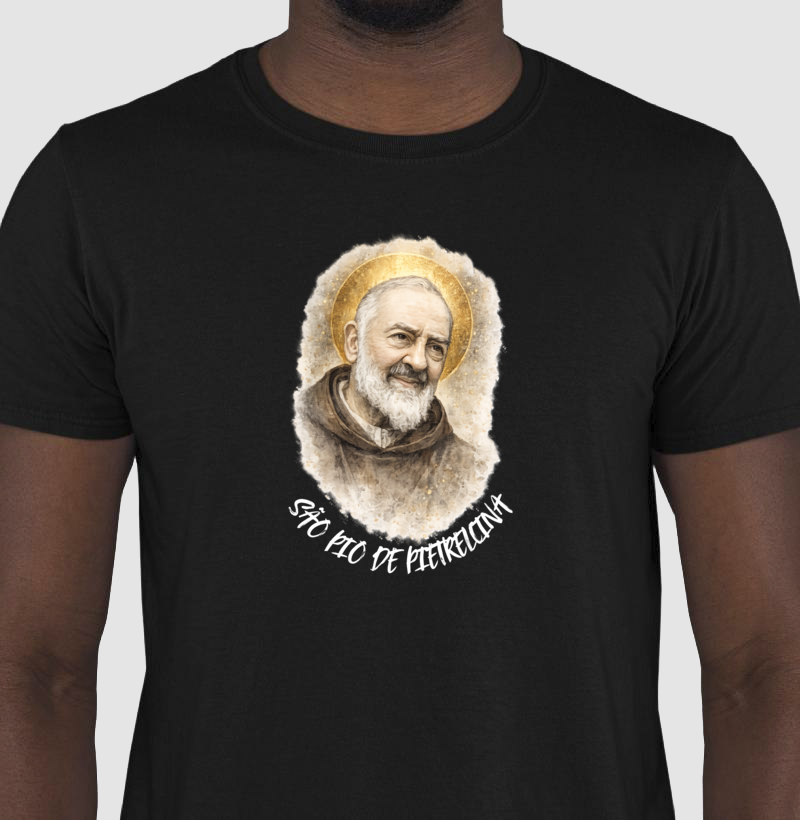 Camiseta São Pio de Pietrelcina – Aquarela