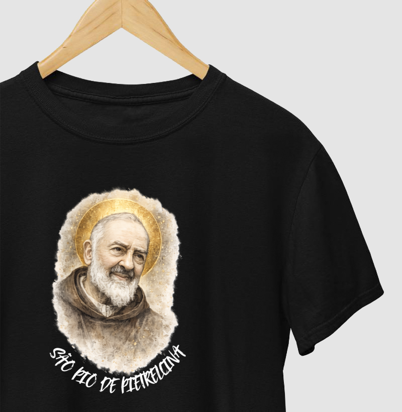 Camiseta São Pio de Pietrelcina – Aquarela