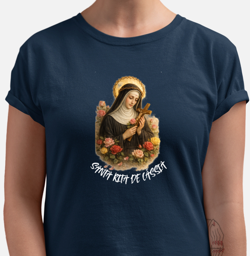 Camiseta Santa Rita de Cássia – Aquarela