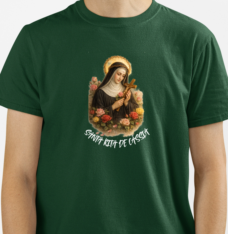 Camiseta Santa Rita de Cássia – Aquarela