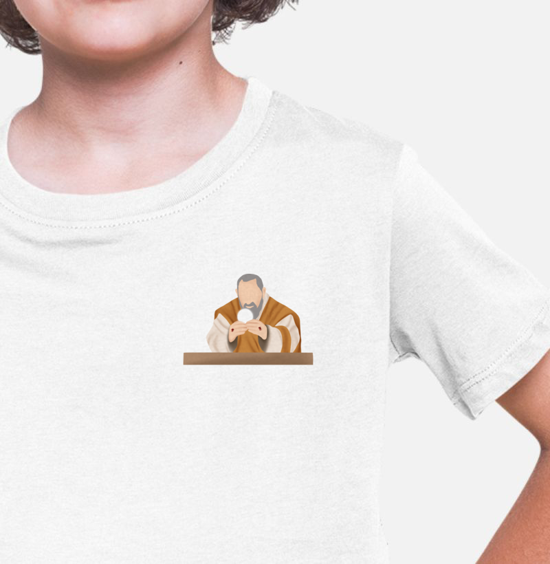 Camiseta Infantil Padre Pio Eucaristía Lateral